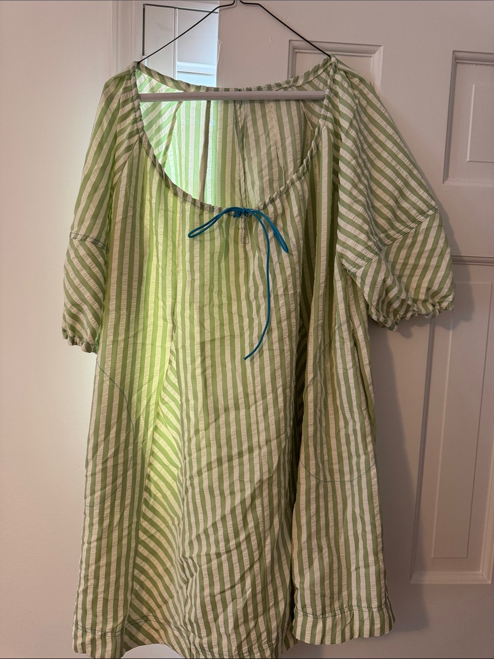 Amazon Green and White Striped Mini Dress